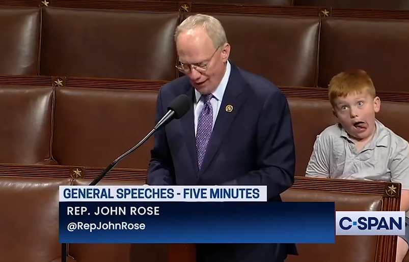 Rep. Rose's Son Photo Bombs his Dad Speech